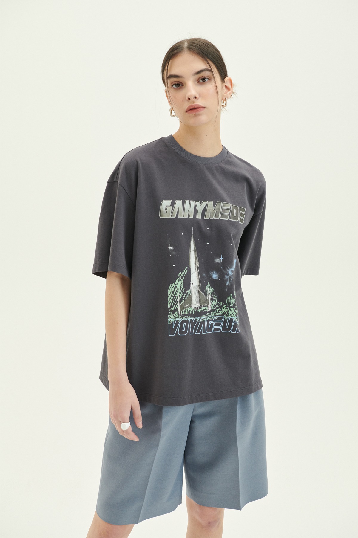 Ganymede Print Jersey T-shirt Charcoal